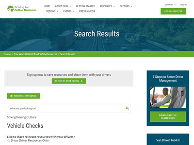 DVSA Driver Daily Checks Search Results page